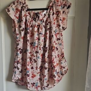 Cap Sleeve Boat Neck Floral Top By Lauren Conrad
